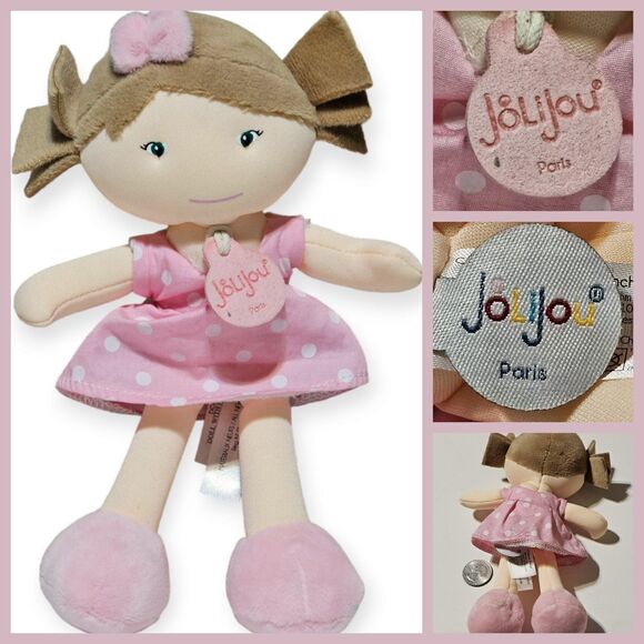Jolijou Doudou et Compagnie Paris Little Miss Mille Bonbon Doll Pink Dress 7.5" - Picture 1 of 10